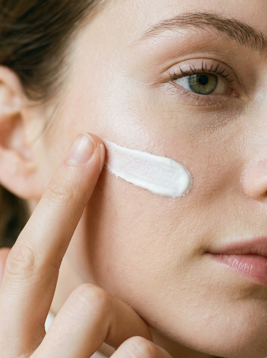 Application de la crème blanche Vola